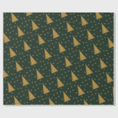 Emerald Green Gold Glitter Xmas Trees en sterren Cadeaupapier (Vlak)