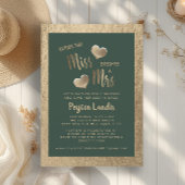 Emerald Green Gold Hearts Miss Mrs Vrijgezellenfee Kaart