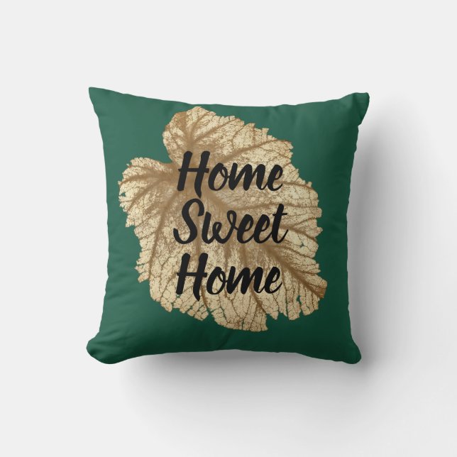 Emerald Green Gold Home Sweet Home Elegant Luxury  Kussen (Voorkant)