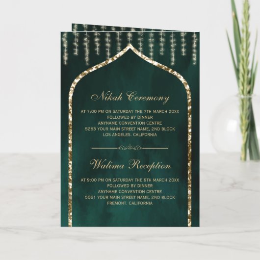 Emerald Green Gold Islamic Arch Wedding (Achterkant)