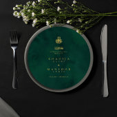 Emerald Green Gold Islamitische Ronde Trouwmenu Ka Kaart