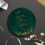 Emerald Green Gold Islamitische Trouwronde Menu Ka Kaart