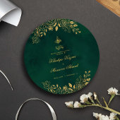 Emerald Green Gold Islamitische Trouwronde Menu Ka Kaart