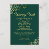 Emerald Green Gold Lace Wedding Wishing Well Poem Informatiekaartje (Voorkant)