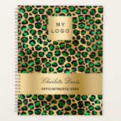Emerald Green Gold Leopard Business logo 2025 Planner (Voorkant)