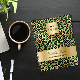 Emerald Green Gold Leopard Business logo 2025 Planner