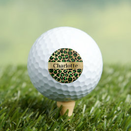 Emerald green gold leopard cheetah patroonnaam golfballen