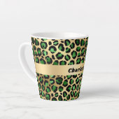 Emerald green gold leopard cheetah patroonnaam latte mok (Linkerhoek)