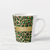 Emerald green gold leopard cheetah patroonnaam latte mok (Rechts)