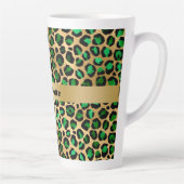 Emerald green gold leopard cheetah patroonnaam latte mok (Rechts)