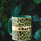 Emerald green gold leopard cheetah patroonnaam mok