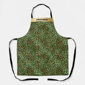 Emerald green gold leopard cheetah patroonnaam schort (Voorkant)