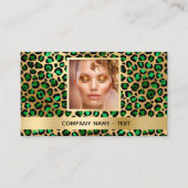 Emerald green gold leopard foto QR code Visitekaartje (Voorkant)