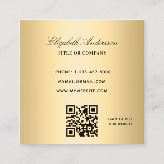 Emerald green gold leopard logo QR-code Vierkante Visitekaartje (Achterkant)