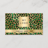 Emerald green gold leopard logo QR-code Visitekaartje (Voorkant)