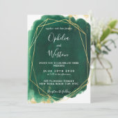 Emerald Green Gold Lijst Elegant Luxury Wedding Kaart (Staand voorkant)