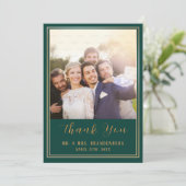 Emerald Green & Gold Lijst Foto Hartelijk dank Bedankkaart (Staand voorkant)