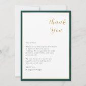 Emerald Green & Gold Lijst Foto Hartelijk dank Bedankkaart (Achterkant)