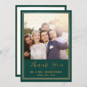 Emerald Green & Gold Lijst Foto Hartelijk dank Bedankkaart (Voorkant / Achterkant)