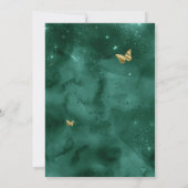 Emerald Green Gold Luxury Butterfly Quinceanera Kaart (Achterkant)