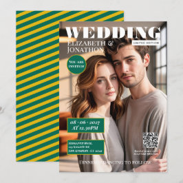 Emerald Green & Gold Magazine Trouwfoto Kaart
