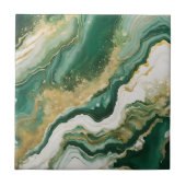 Emerald Green & Gold Marble Agate Abstract Tegeltje (Voorkant)