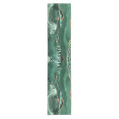 Emerald Green Gold Marble Custom Name Table Runner Korte Tafelloper (Voorkant)