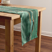 Emerald Green Gold Marble Custom Name Table Runner Korte Tafelloper (Voorbeeld)