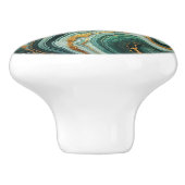 Emerald Green & Gold Marble Look Glam Keramische Knop (Zijkant)