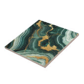Emerald Green & Gold Marble Look Glam Tegeltje (Zijkant)
