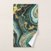 Emerald Green & Gold Marble Look Glam Wedding Bad Handdoek (Handdoek)