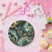 Emerald Green & Gold Marble Look Glam Wedding Papieren Bordje (Feest)