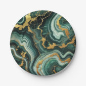Emerald Green & Gold Marble Look Glam Wedding Papieren Bordje (Voorkant)