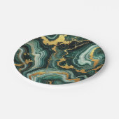 Emerald Green & Gold Marble Look Glam Wedding Papieren Bordje (Gekanteld)
