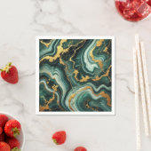 Emerald Green & Gold Marble Look Glam Wedding Servet (Insitu)