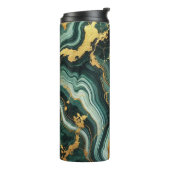 Emerald Green & Gold Marble Look Glam Wedding Thermosbeker (Gedraaid links)