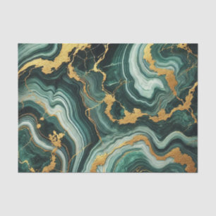 Emerald Green & Gold Marble Look Glam Wedding Tissuepapier