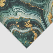 Emerald Green & Gold Marble Look Glam Wedding Tissuepapier (Detail)