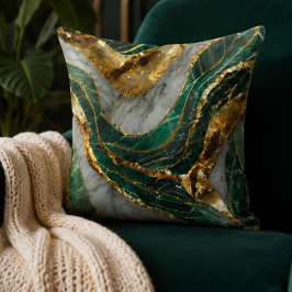 Emerald Green Gold Marble Metallic Luxury Geode Buitenkussen