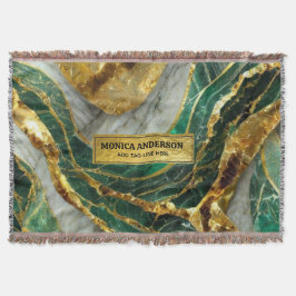 Emerald Green Gold Marble Metallic Luxury Geode Deken