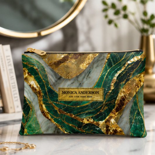 Emerald Green Gold Marble Metallic Luxury Geode Etui