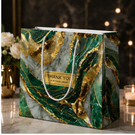 Emerald Green Gold Marble Metallic Luxury Geode Groot Cadeauzakje