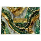 Emerald Green Gold Marble Metallic Luxury Geode Groot Cadeauzakje (Achterkant)
