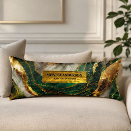 Emerald Green Gold Marble Metallic Luxury Geode Lichaamskussen