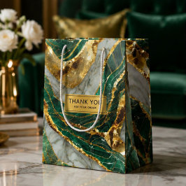 Emerald Green Gold Marble Metallic Luxury Geode Medium Cadeauzakje