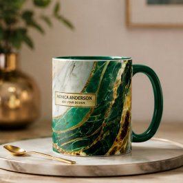 Emerald Green Gold Marble Metallic Luxury Geode Mok