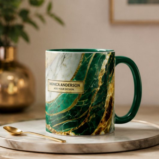 Emerald Green Gold Marble Metallic Luxury Geode Mok