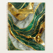 Emerald Green Gold Marble Metallic Luxury Geode Planner (Voorkant)