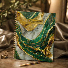 Emerald Green Gold Marble Metallic Luxury Geode Planner