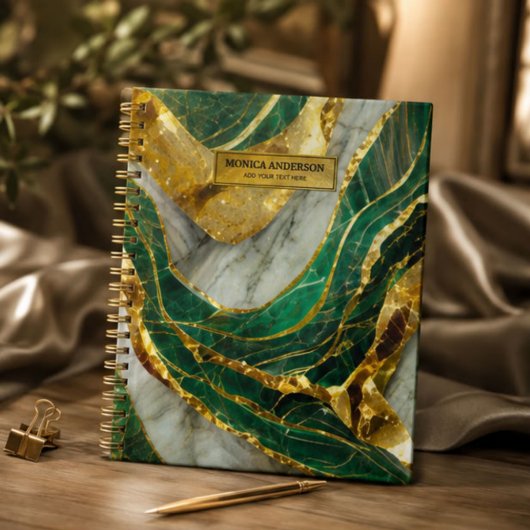 Emerald Green Gold Marble Metallic Luxury Geode Planner
